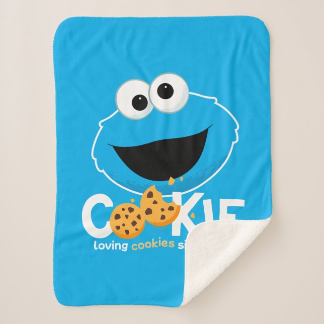 Sesame Street | Cookie Monster Loving Cookies Sherpa Blanket (Front)