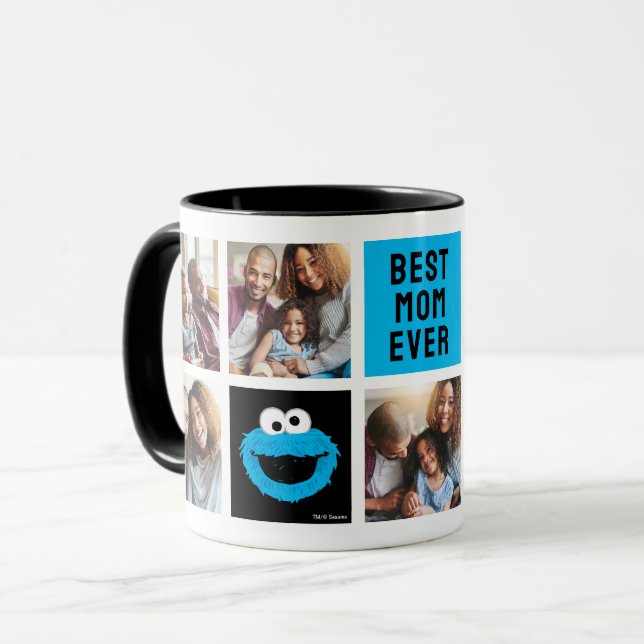 Sesame Street Cookie Monster | Mum Photo Collage Mug (Front Left)