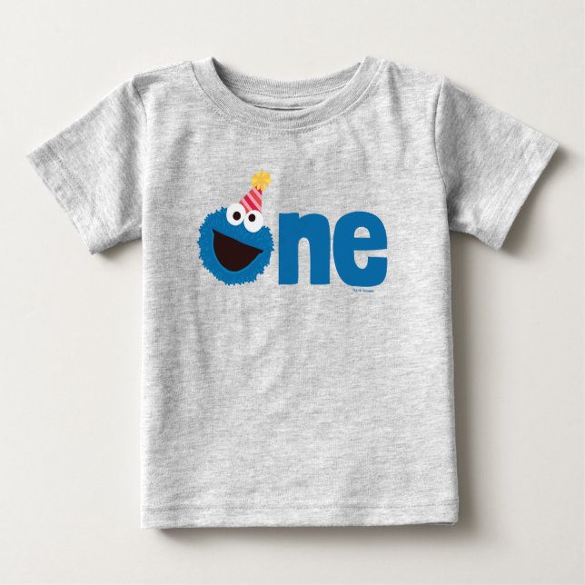 Sesame Street | Cookie Monster One First Birthday Baby T-Shirt (Front)