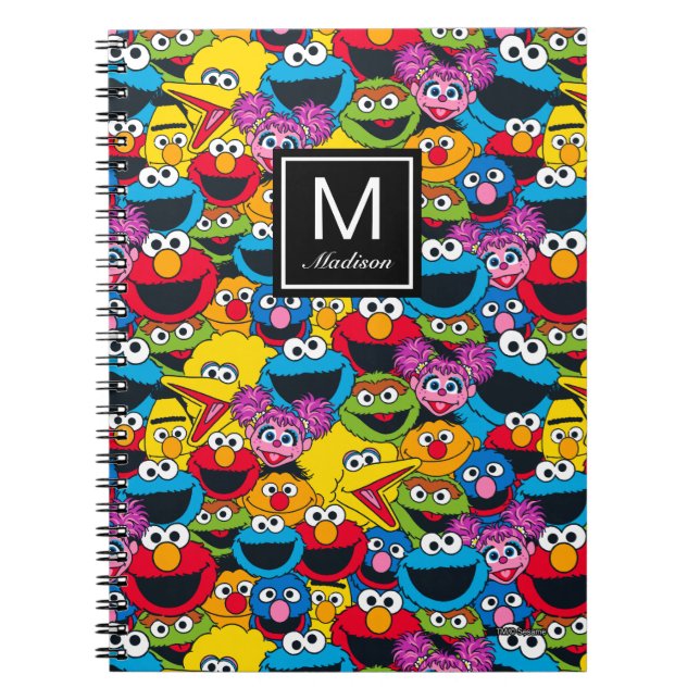 Sesame Street Crew Pattern | Add Your Name Spiral Notebook (Front)