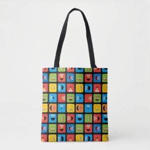 Sesame Street Cubed Faces Pattern Tote Bag