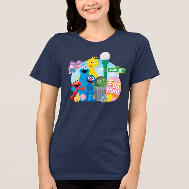 Sesame Street Easter Egg Hunt Tri-Blend Shirt (Front)