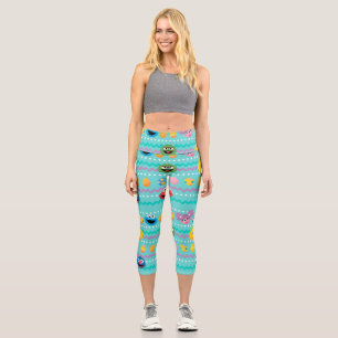 Sesame Street Easter Egg Pattern Capri Leggings