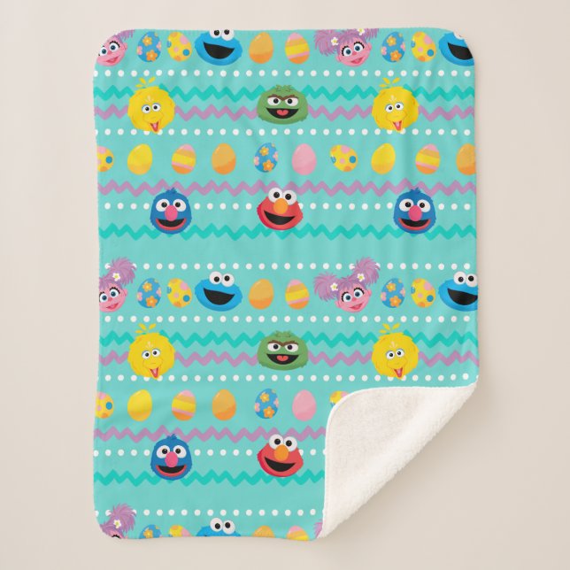 Sesame Street Easter Egg Pattern Sherpa Blanket (Front)