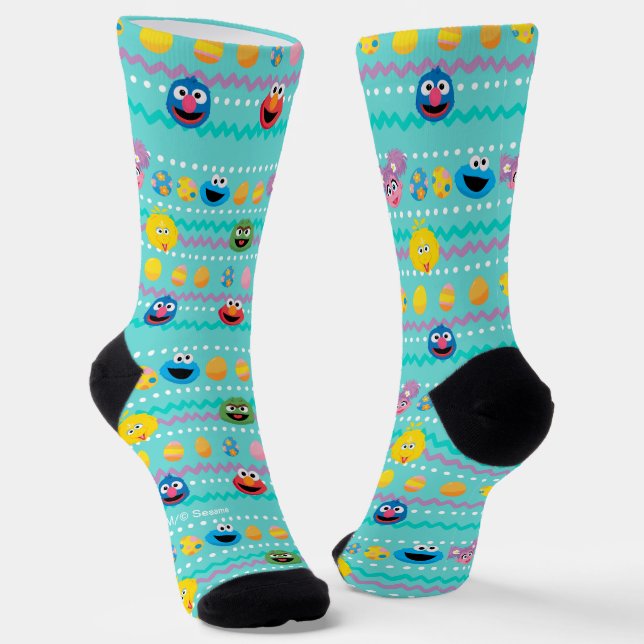 Sesame Street Easter Egg Pattern Socks (Angled)