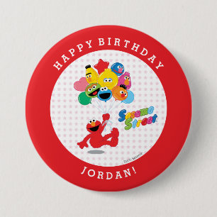 Sesame Street   Elmo and Pals - Birthday Balloons 7.5 Cm Round Badge