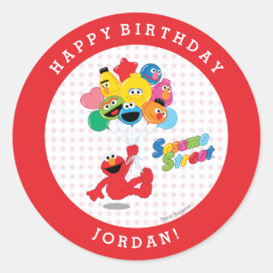 Sesame Street   Elmo and Pals - Birthday Balloons Classic Round Sticker