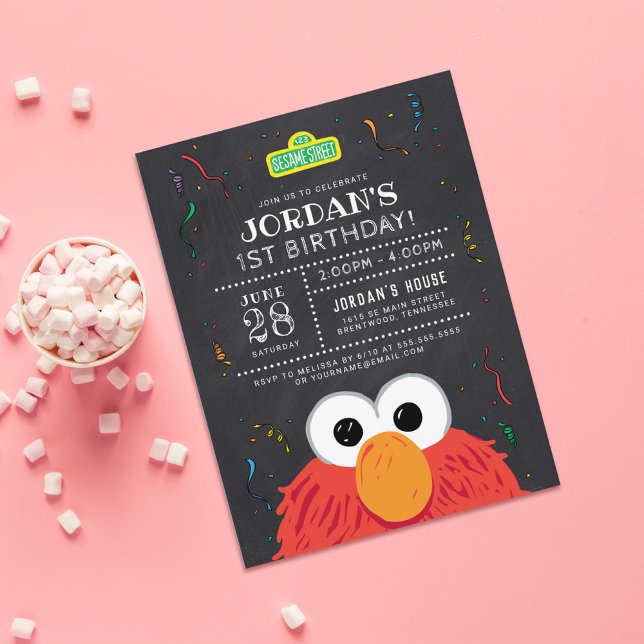 Sesame Street | Elmo Birthday Chalkboard Postcard (Card on table)