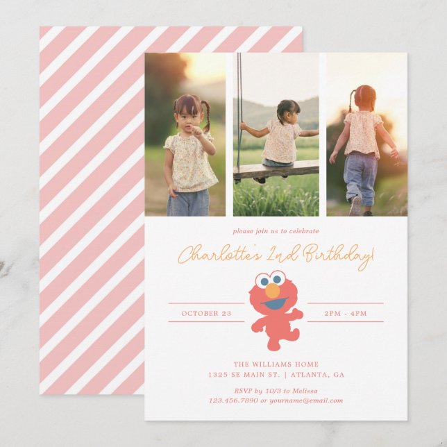 Sesame Street | Elmo Birthday - Photo Invitation (Front/Back)