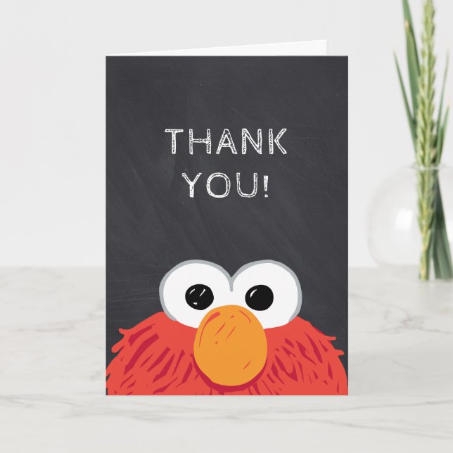 Sesame Street Elmo Chalkboard Birthday  Thank You Card (Front)