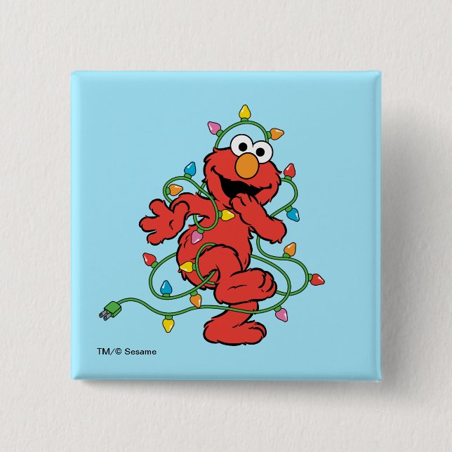 Sesame Street | Elmo Christmas Lights 15 Cm Square Badge (Front)
