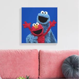 Sesame Street   Elmo & Cookie Monster Canvas Print