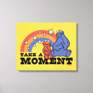 Sesame Street   Elmo & Cookie Take a Moment Canvas Print