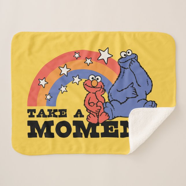 Sesame Street | Elmo & Cookie Take a Moment Sherpa Blanket (Front (Horizontal))