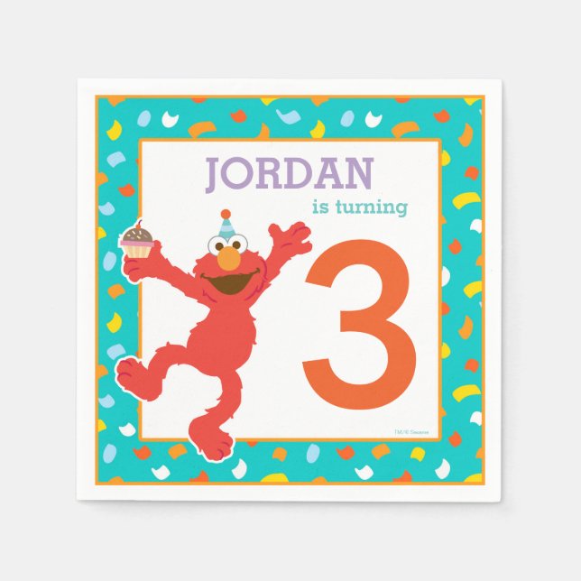 Sesame Street | Elmo - Cupcake & Confetti Birthday Napkin (Front)
