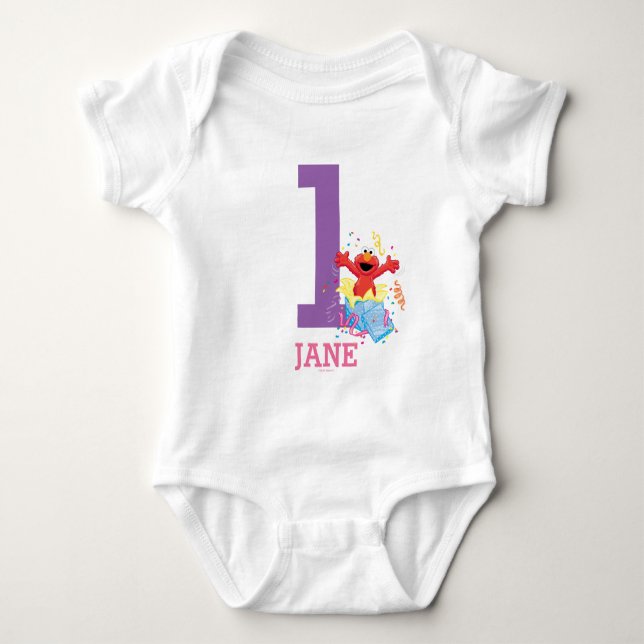 Sesame Street | Elmo Girl's 1st Birthday Baby Bodysuit (Front)