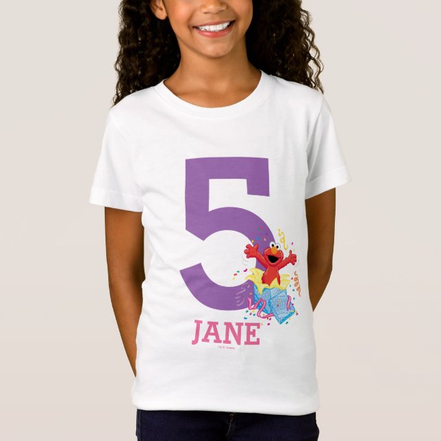 Sesame Street | Elmo Girl's 5th Birthday T-Shirt (Front)
