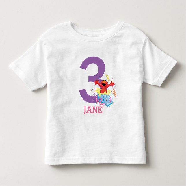 Sesame Street | Elmo Girl's Birthday Toddler T-Shirt (Front)