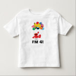Sesame Street | Elmo & Pals -4th Birthday Toddler T-Shirt<br><div class="desc">Watch out Elmo, don't lift off with those colourful balloons. Wait, those are your old friends from Sesame Street. Big Bird, Bert, Cookie Monster and more! Why, they're here to wish a very happy birthday to kids around the world with this cute sticker design. Personalise with a heartfelt message for...</div>