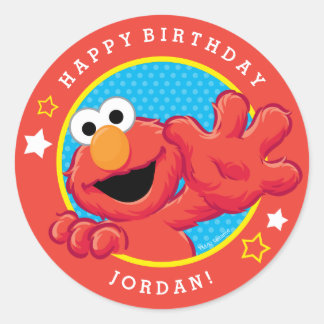 Sesame Street | Elmo - Polka Dot & Stars Birthday Classic Round Sticker