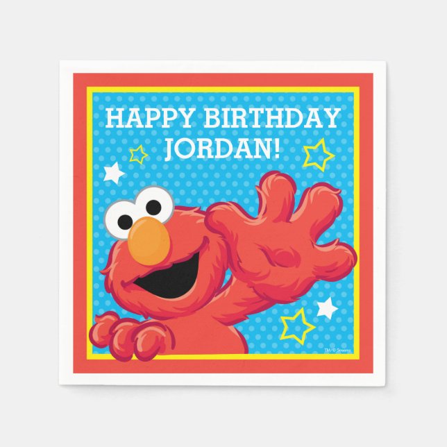 Sesame Street | Elmo - Polka Dot & Stars Birthday Napkin (Front)