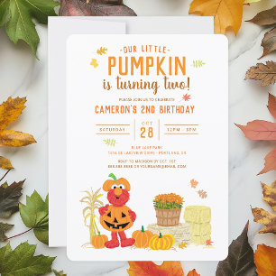 Sesame Street - Elmo   Pumpkin 2nd Birthday Invitation