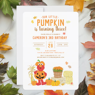 Sesame Street - Elmo Pumpkin 3rd Birthday Invitation