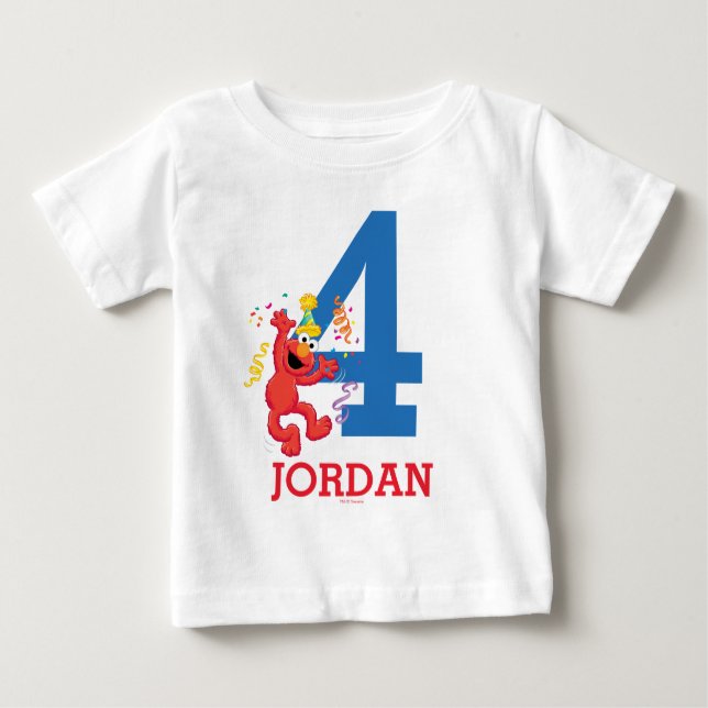 Sesame Street | Elmo - Rainbow 4th Birthday Baby T-Shirt (Front)