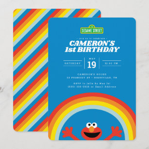 Sesame Street   Elmo Rainbow Birthday Invitation