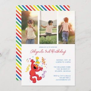 Sesame Street   Elmo - Rainbow Birthday Photo Invitation