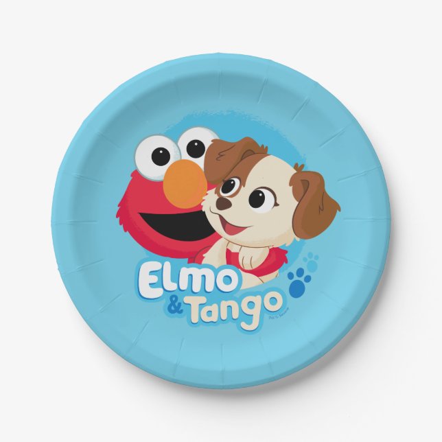Sesame Street | Elmo & Tango Badge Paper Plate (Front)