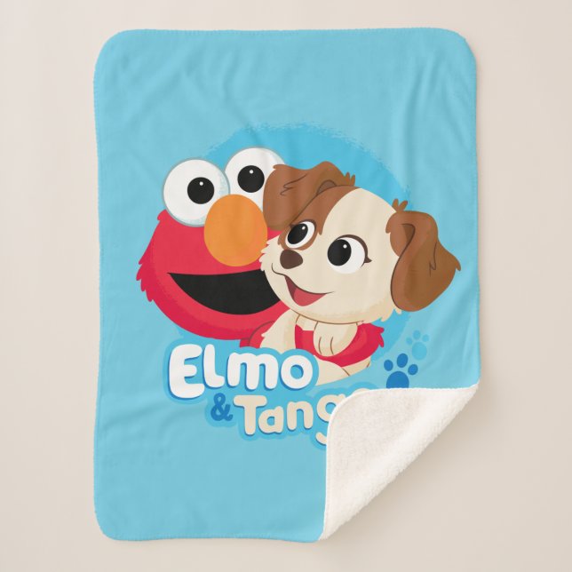 Sesame Street | Elmo & Tango Badge Sherpa Blanket (Front)