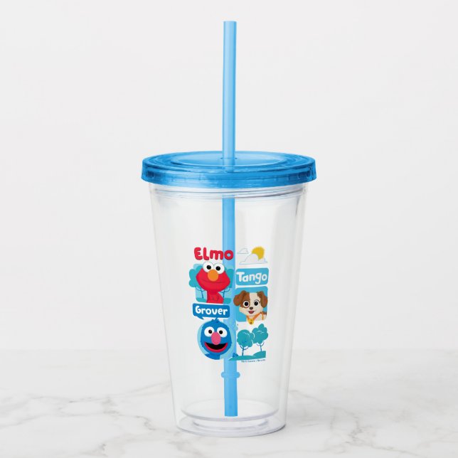 Sesame Street | Elmo, Tango, & Grover Park Graphic Acrylic Tumbler (Front)