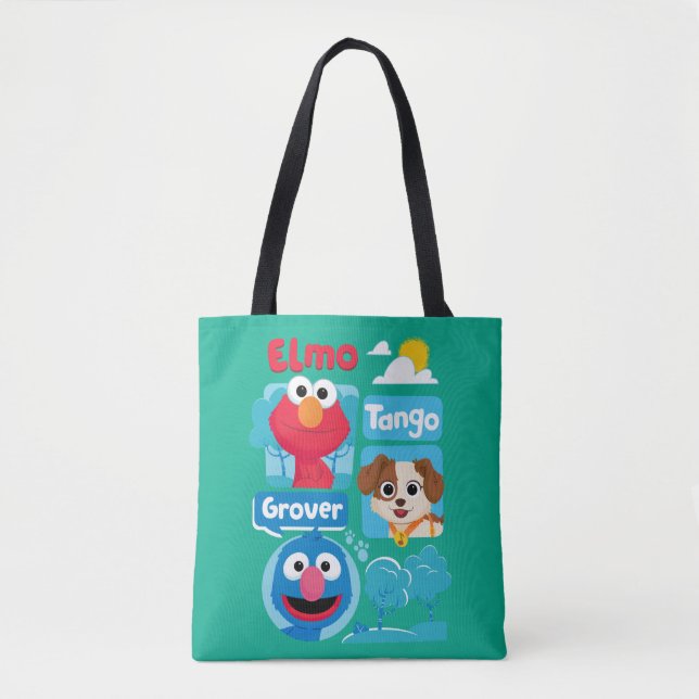 Sesame Street | Elmo, Tango, & Grover Park Graphic Tote Bag (Front)
