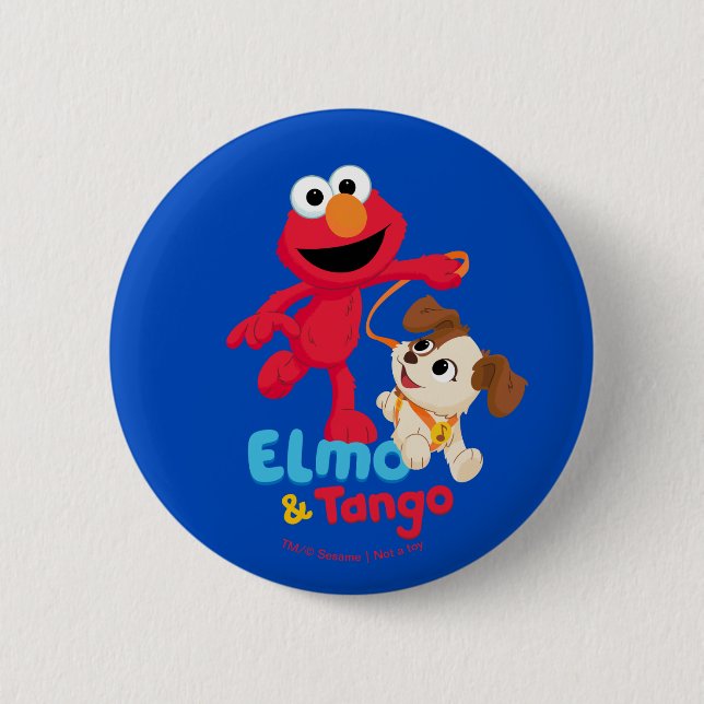 Sesame Street | Elmo & Tango Running 6 Cm Round Badge (Front)
