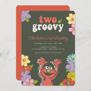 Sesame Street Elmo Two Groovy Floral Birthday Invitation