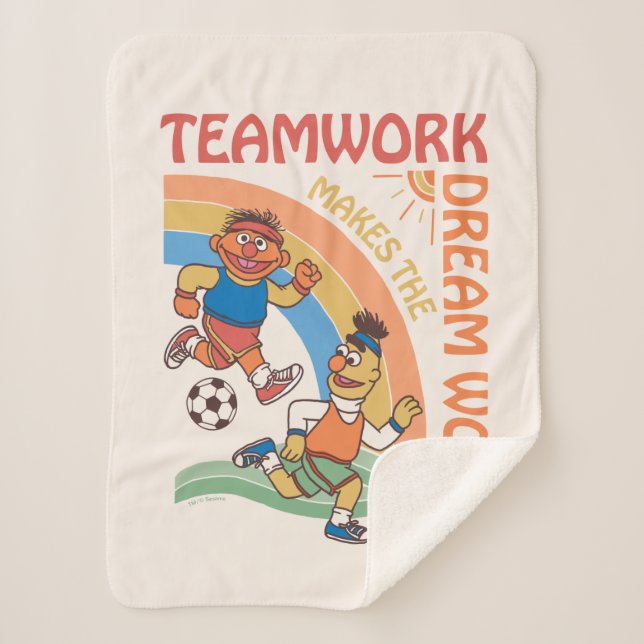 Sesame Street | Ernie & Bert Teamwork Sherpa Blanket (Front)