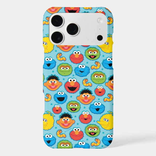 Sesame Street Faces Pattern on Blue (Back)