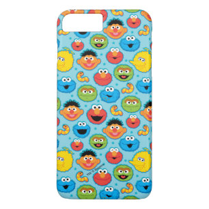 Sesame Street Faces Pattern on Blue Case-Mate iPhone Case