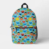 Sesame Street Faces Pattern on Blue