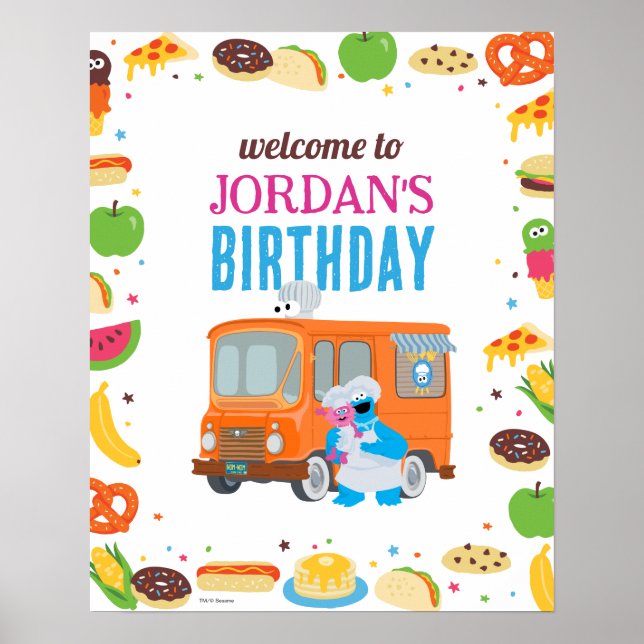 Sesame Street Foodie Truck Birthday Sign (Front)