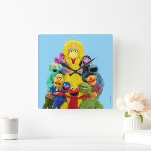 Sesame Street   Fun Colorful Pals Portrait Square Wall Clock
