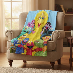 Sesame Street Fun Colourful Pals Portrait Fleece Blanket