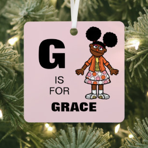 Sesame Street   Gabrielle Add Your Name Metal Tree Decoration