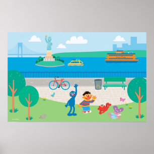 Sesame Street Governors Island Scene Poster