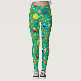 Sesame Street Green Floral Pattern Leggings