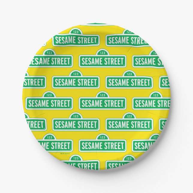 Sesame Street | Green Logo Paper Plate (Front)