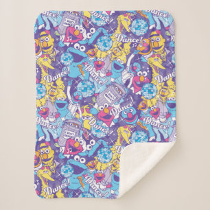 Sesame Street Groovy Dance Pattern Sherpa Blanket