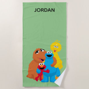 Sesame Street   Group Hug   Add Your Name Beach Towel