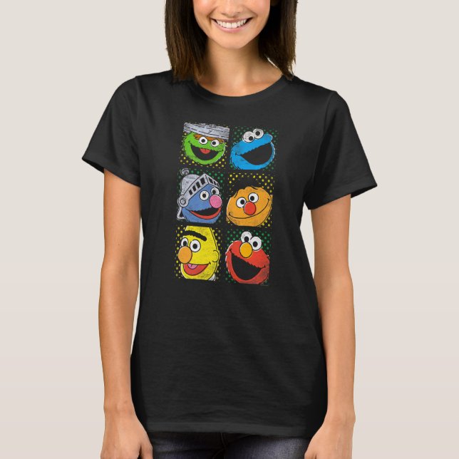 Sesame Street Group Squares T-Shirt (Front)